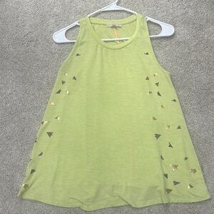 Lime Green Tank Top with Gold Accents